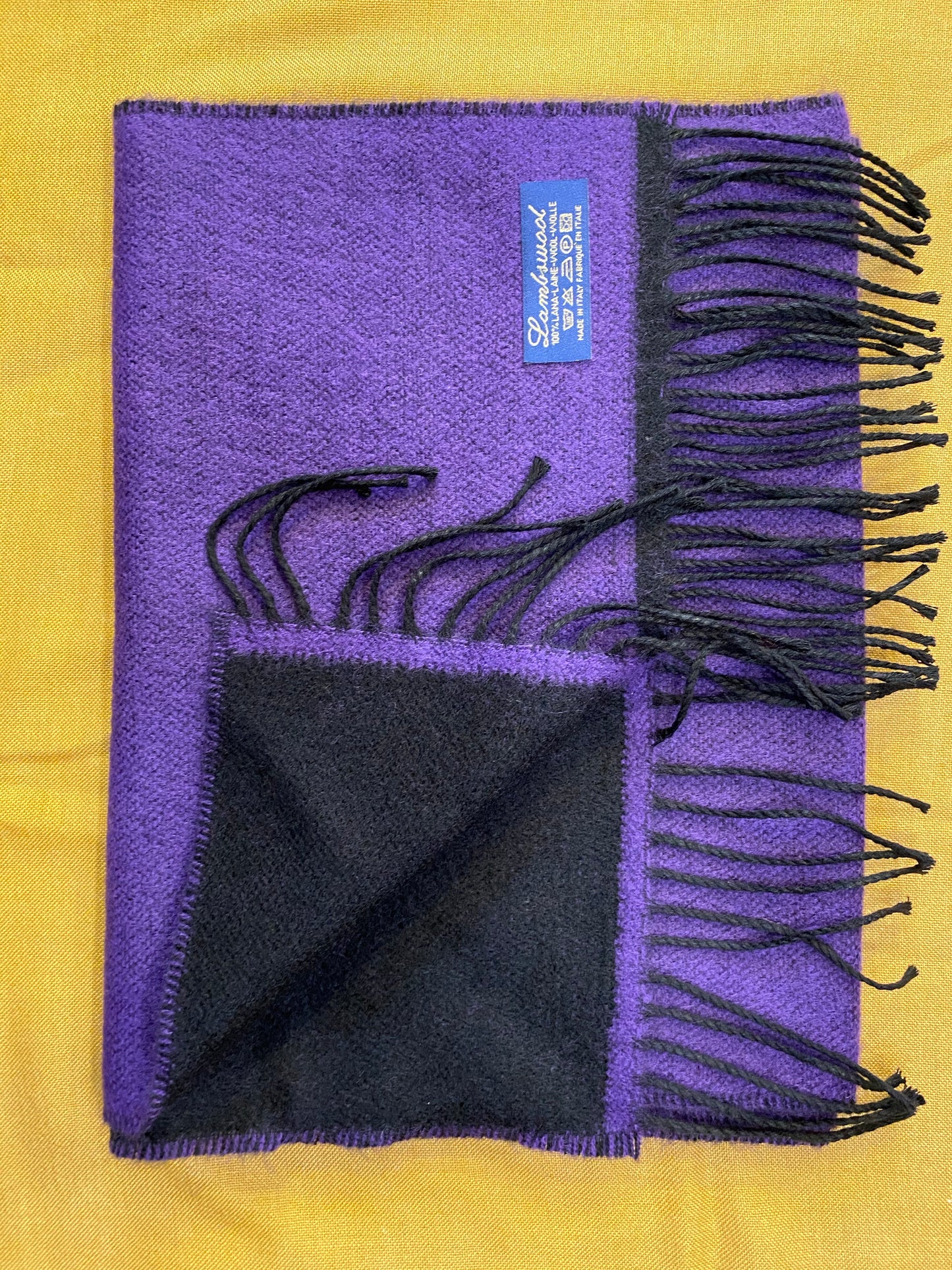 Sciarpa bicolore 100% lambswool, viola e nero