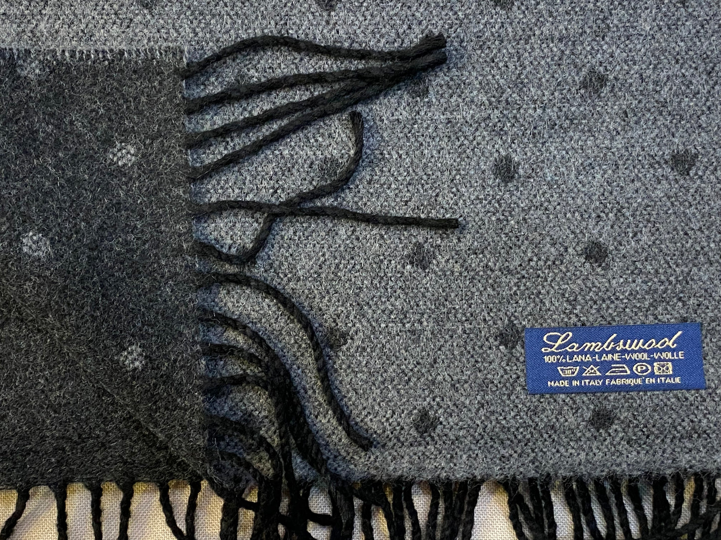 Sciarpa Pois 100% lambswool, grigio chiaro e grigio scuro