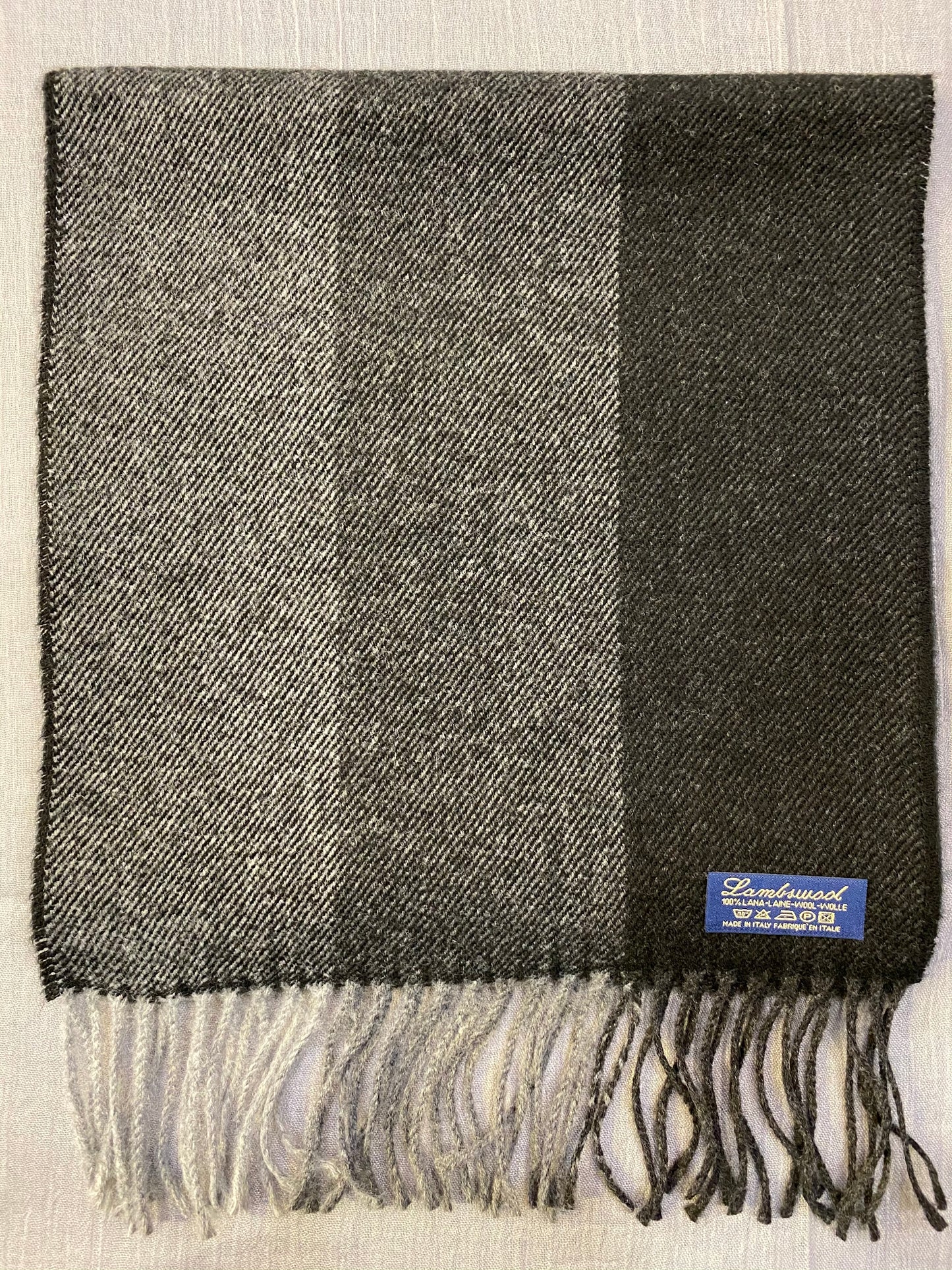 Sciarpa fasce 100% lambswool, tonalità di grigio