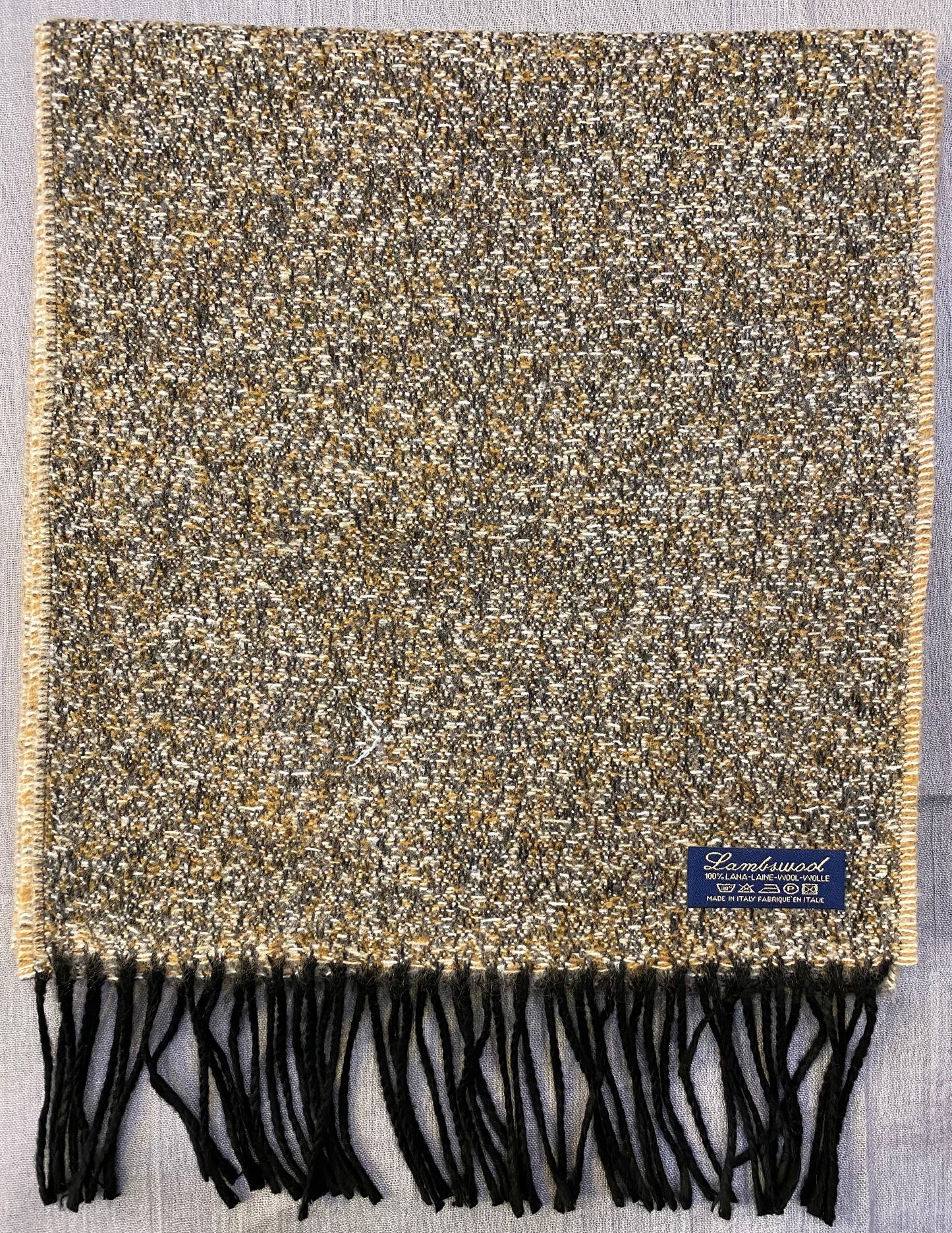 Sciarpa tweed 100% lambswool, beige e marrone