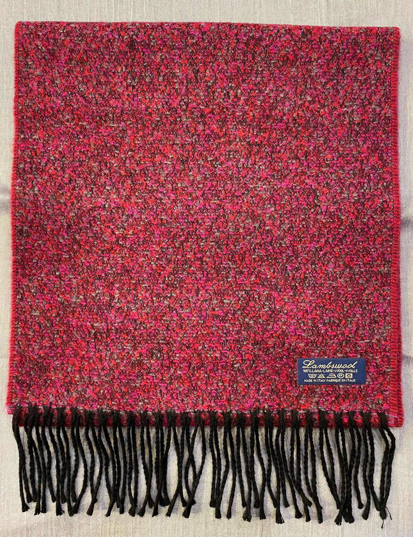 Sciarpa tweed 100% lambswool, rosso e bordò