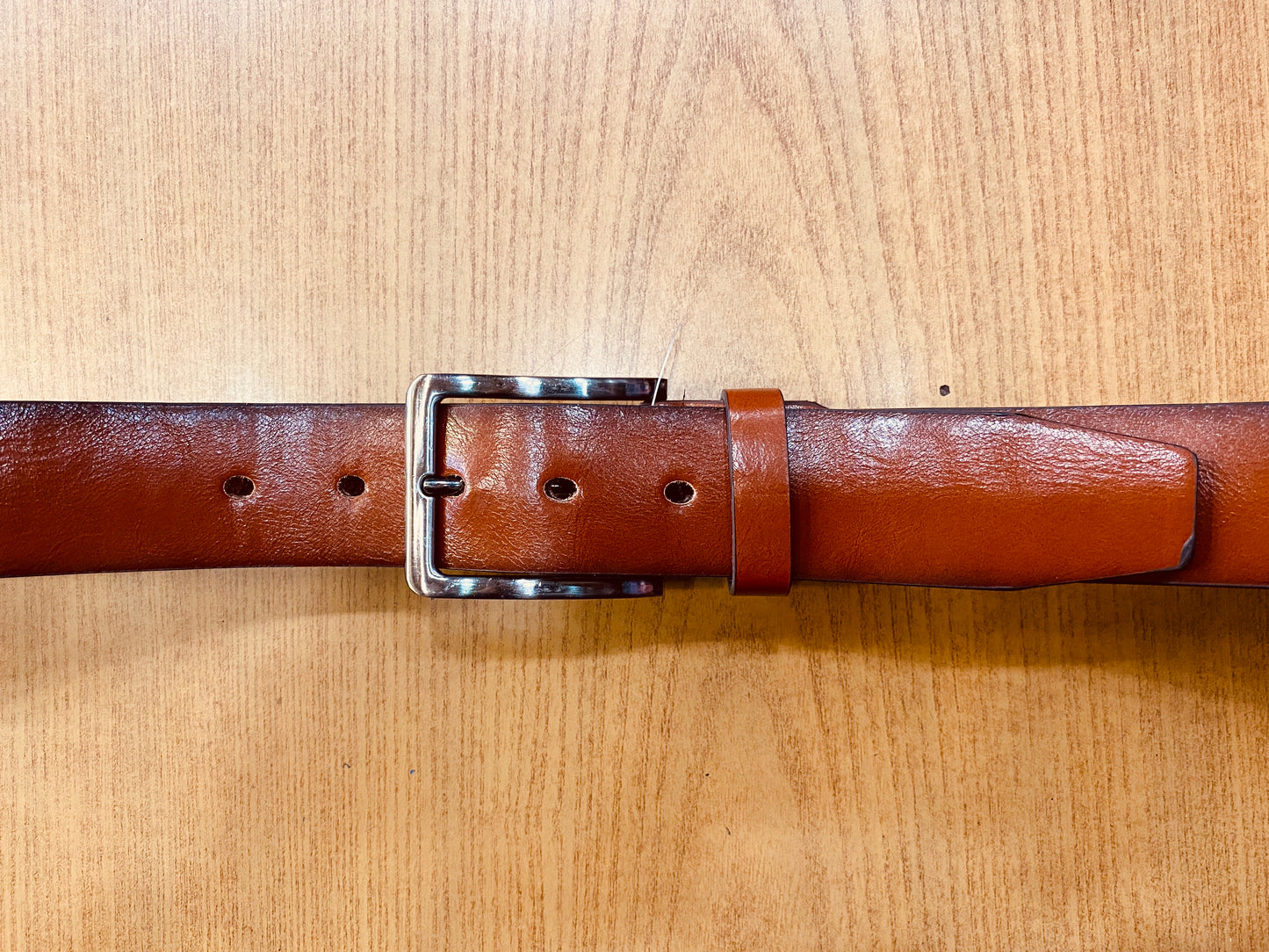 Cintura vera pelle cuoio, color miele spazzolato, Made in Italy. Altezza 3,5 cm