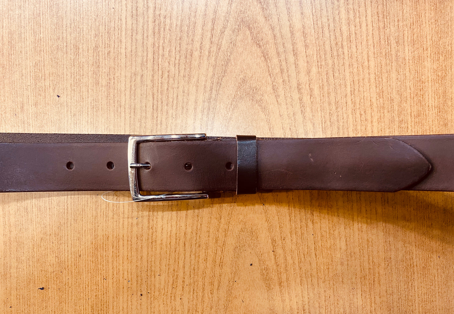 Cintura vera pelle cuoio marrone scuro opaco, Made in Italy. Altezza 3cm