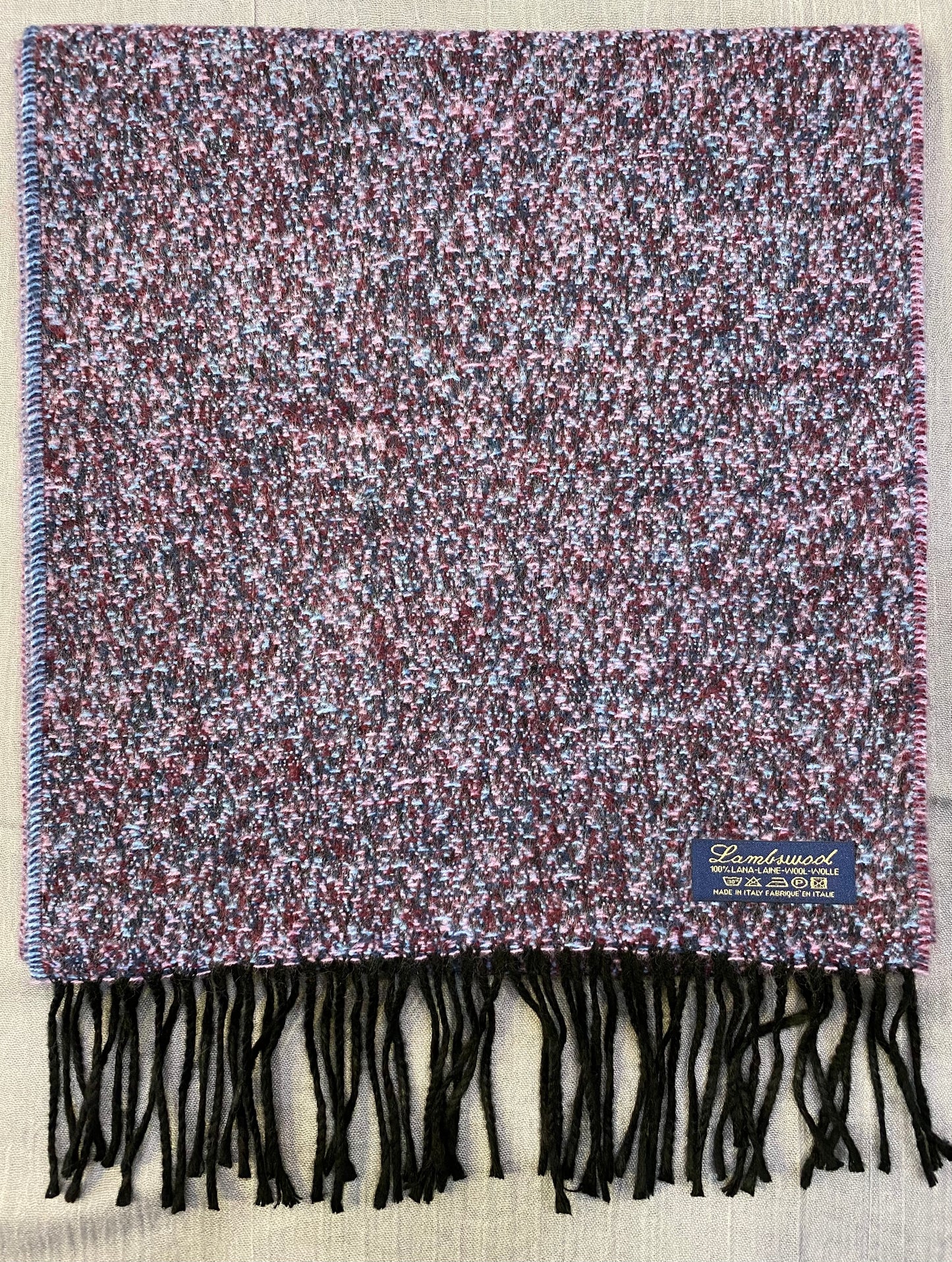 Sciarpa tweed 100% lambswool, bordò e rosa
