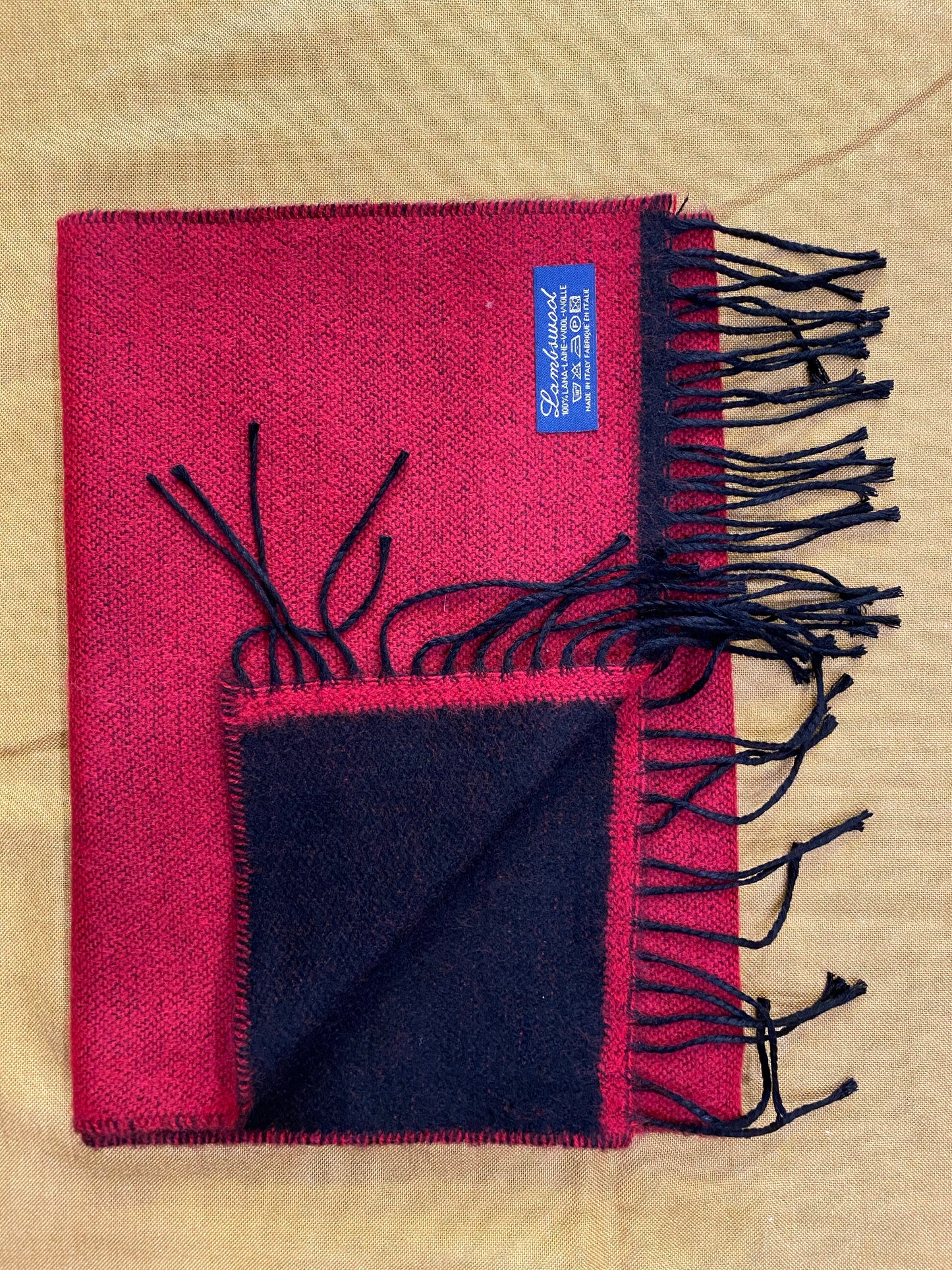 Sciarpa bicolore 100% lambswool, rosso e nero