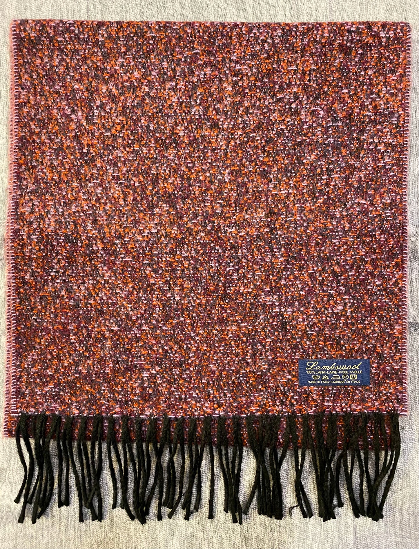 Sciarpa tweed 100% lambswool, su base arancio