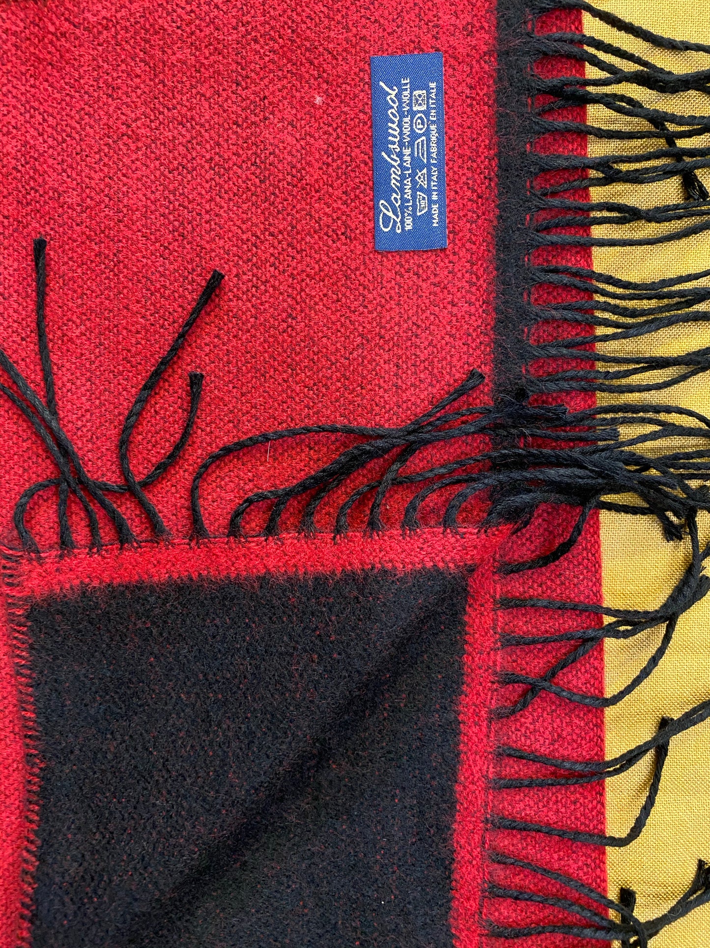 Sciarpa bicolore 100% lambswool, rosso e nero