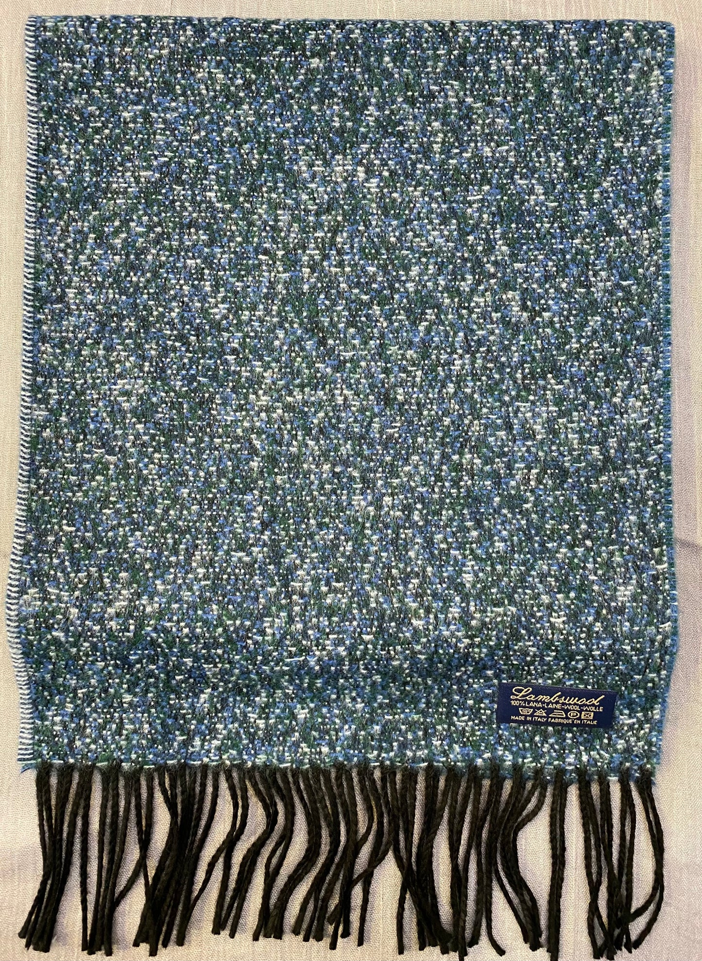 Sciarpa tweed 100% lambswool, verde e blu