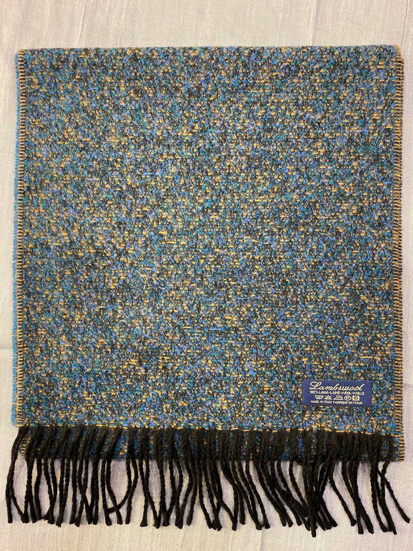 Sciarpa tweed 100% lambswool,verde e giallo