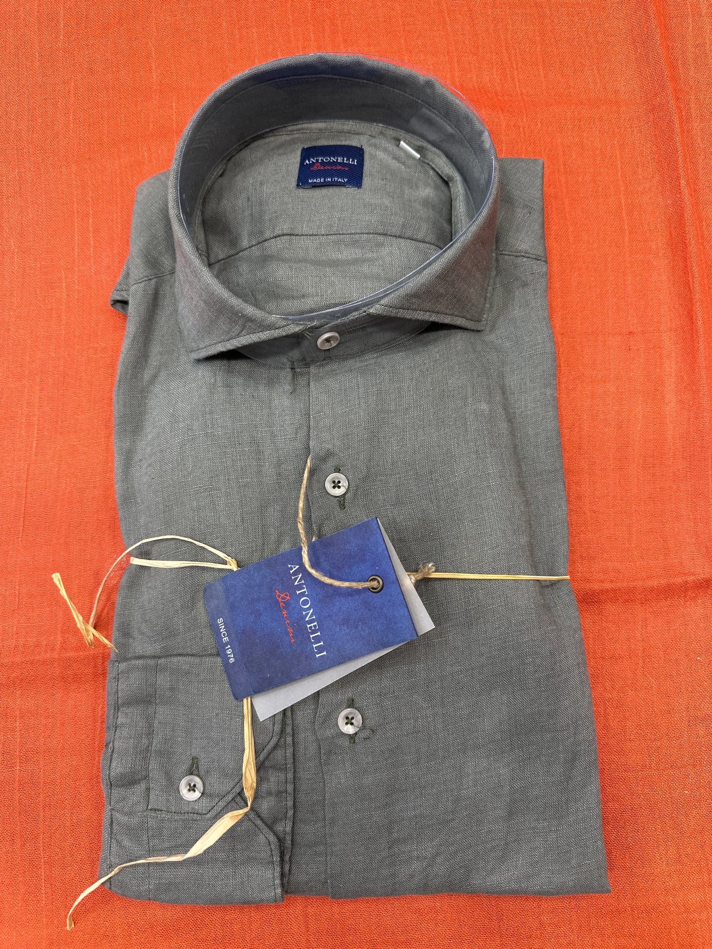 Camicia puro lino verde militare
