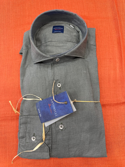 Camicia puro lino verde militare