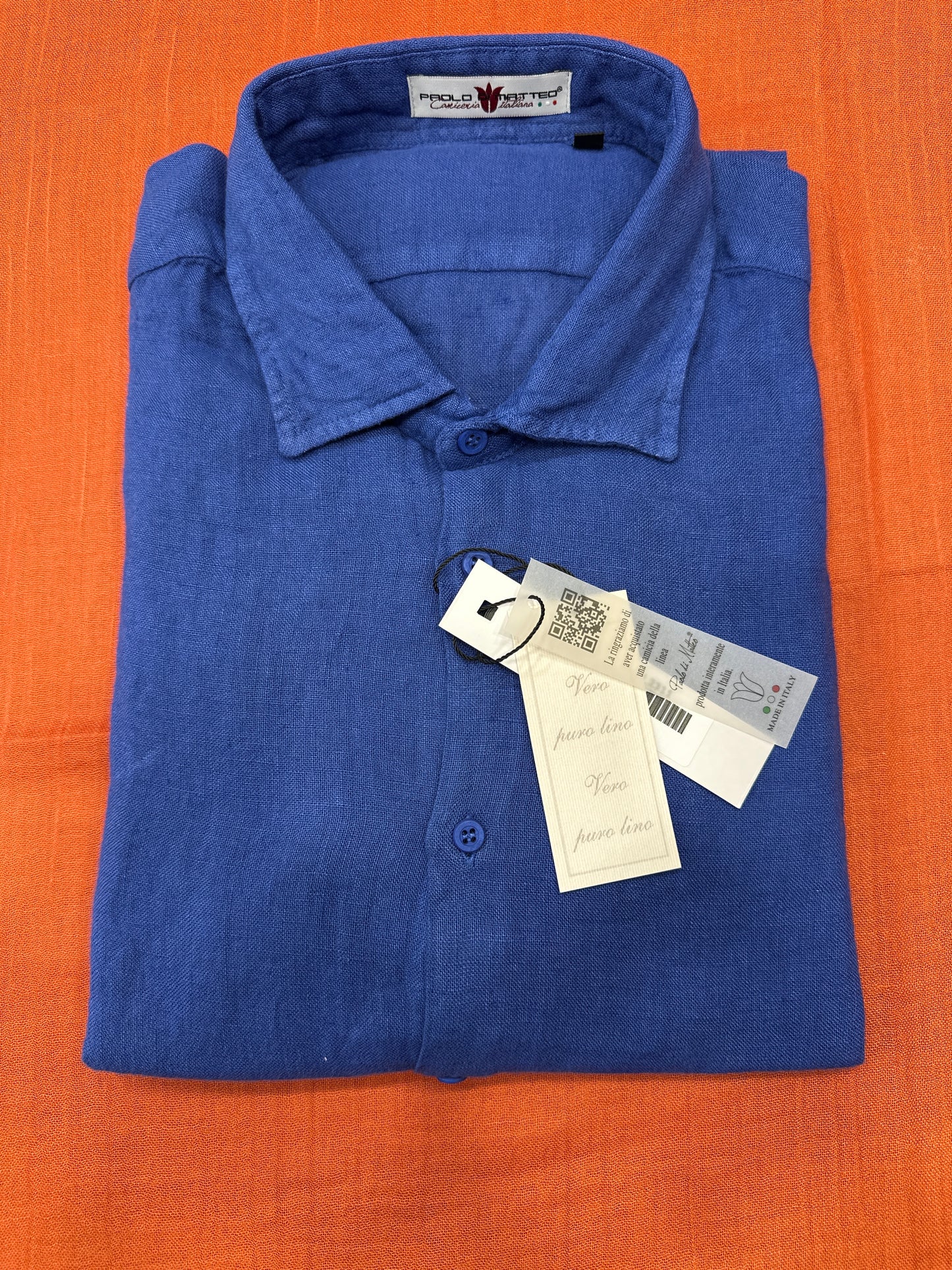 Camicia Puro lino lavato Blu royal