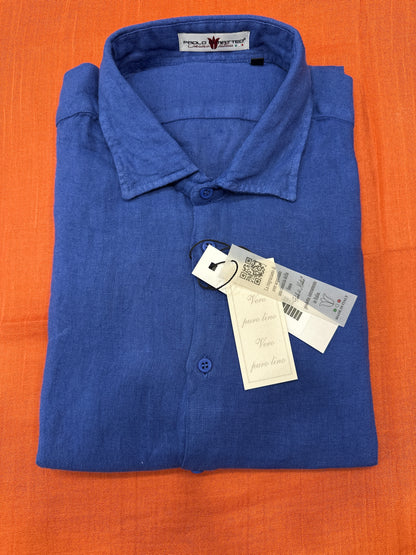 Camicia Puro lino lavato Blu royal