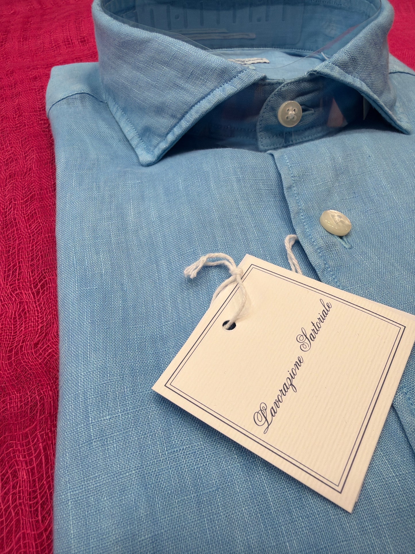 Camicia Puro lino turchese