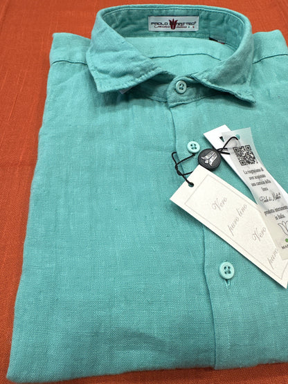 Camicia Puro lino lavato Verde salvia
