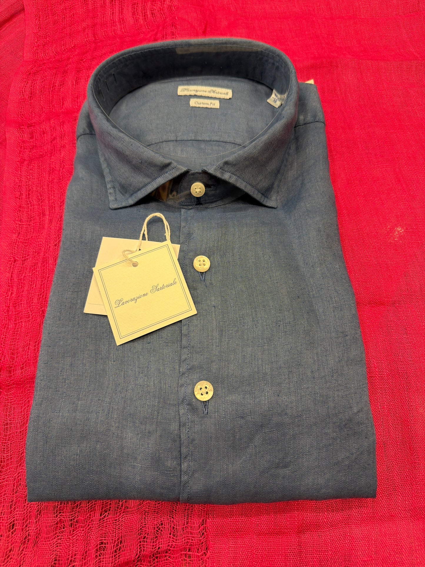 Camicia Puro lino blu jeans