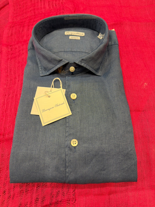 Camicia Puro lino blu jeans