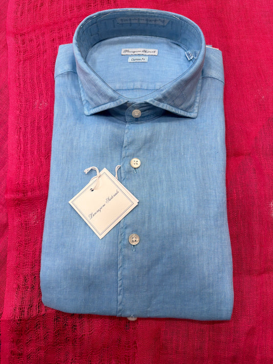 Camicia Puro lino turchese