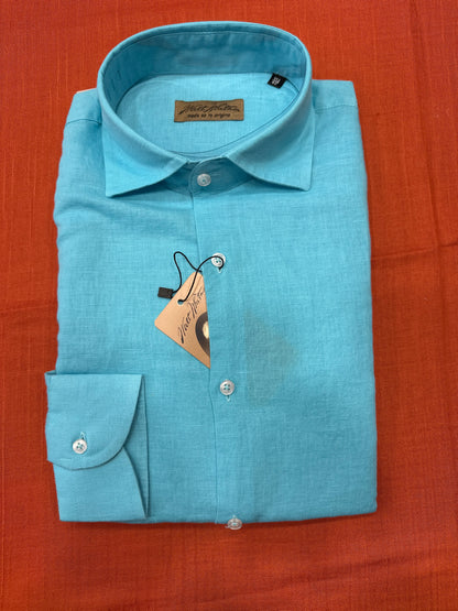 Camicia Puro lino lavato Turchese