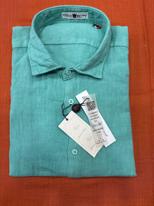 Camicia Puro lino lavato Verde salvia