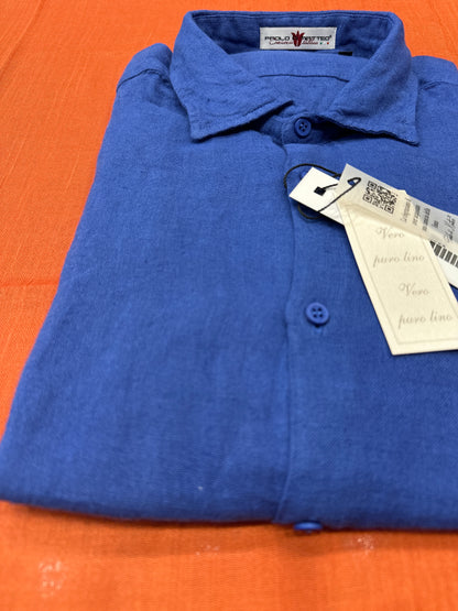 Camicia Puro lino lavato Blu royal