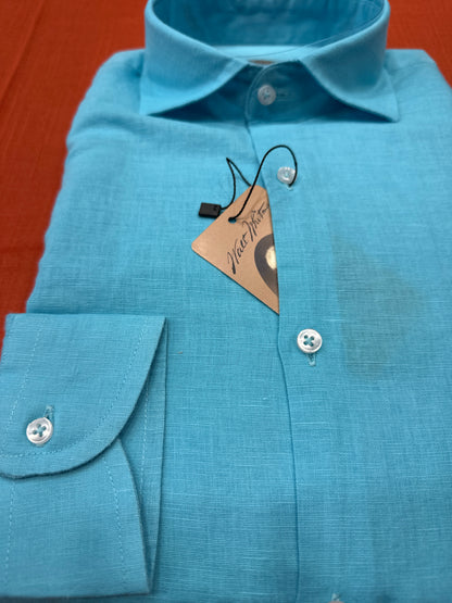 Camicia Puro lino lavato Turchese