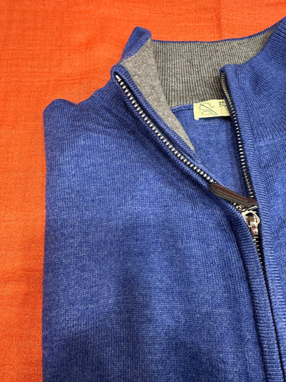 Maglia cardigan zip lana e cashmere blu royal