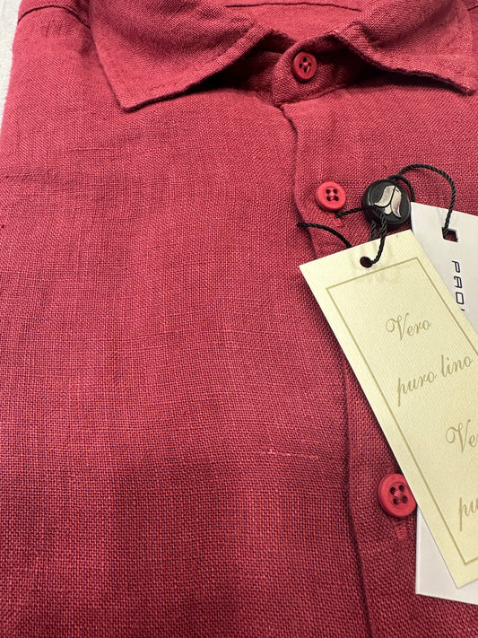Camicia Puro lino lavato Bordò