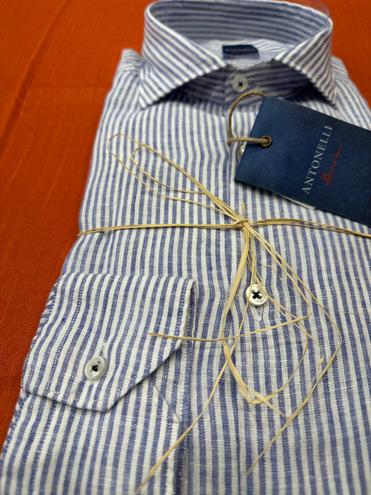 Camicia Puro lino bacchetta blu