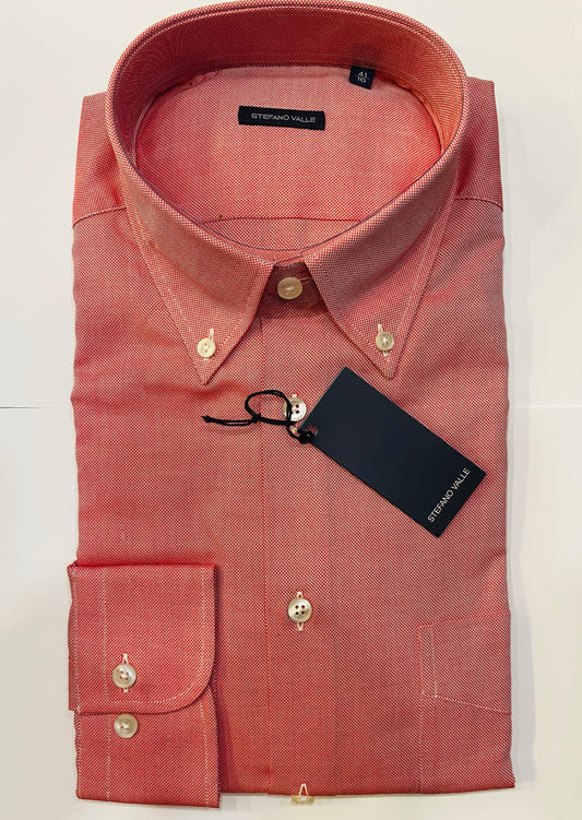 Camicia puro cotone color fragola tessuto Oxford