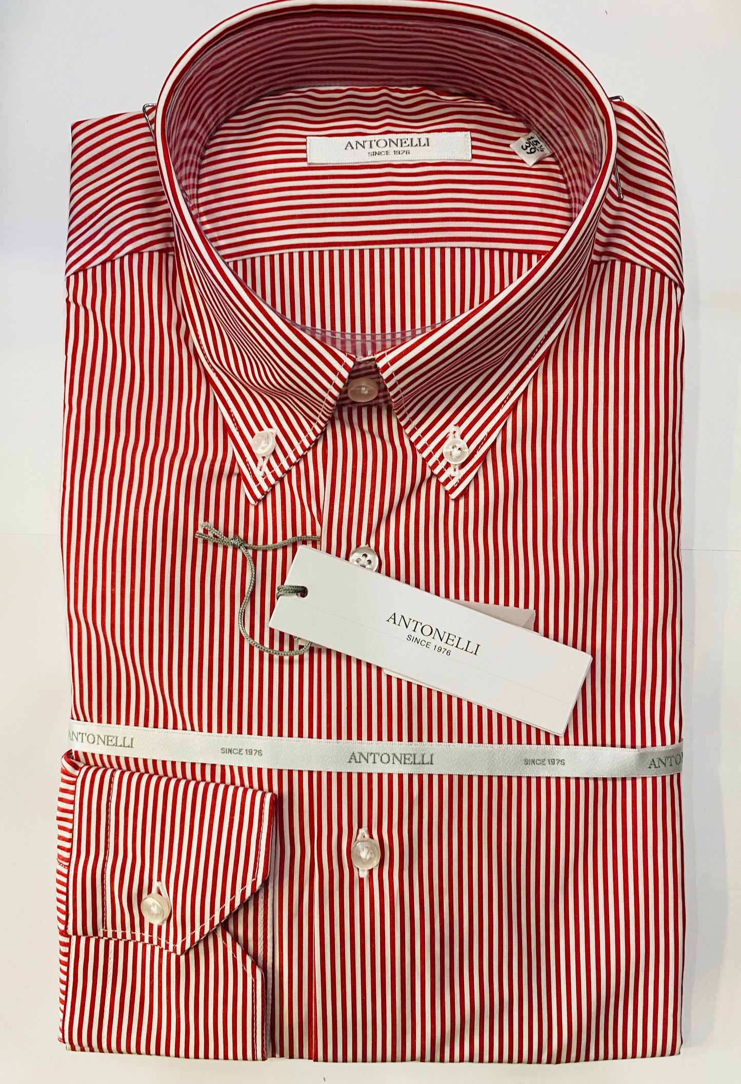 Camicia puro cotone bacchettato rosso