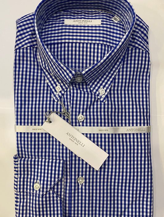Camicia puro cotone quadretto blù