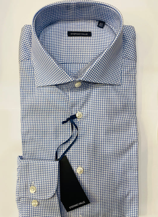 Camicia puro cotone tessuto fantasia celeste