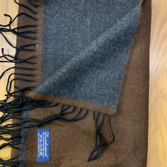 Sciarpa bicolore 100% lambswool, marrone e antracite