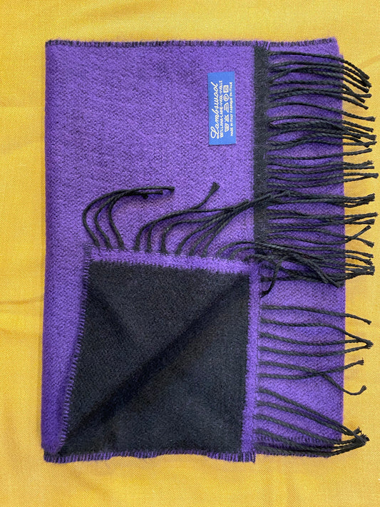 Sciarpa bicolore 100% lambswool, viola e nero
