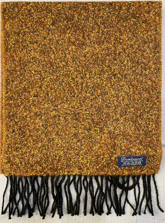 Sciarpa tweed 100% lambswool, ocra e marrone