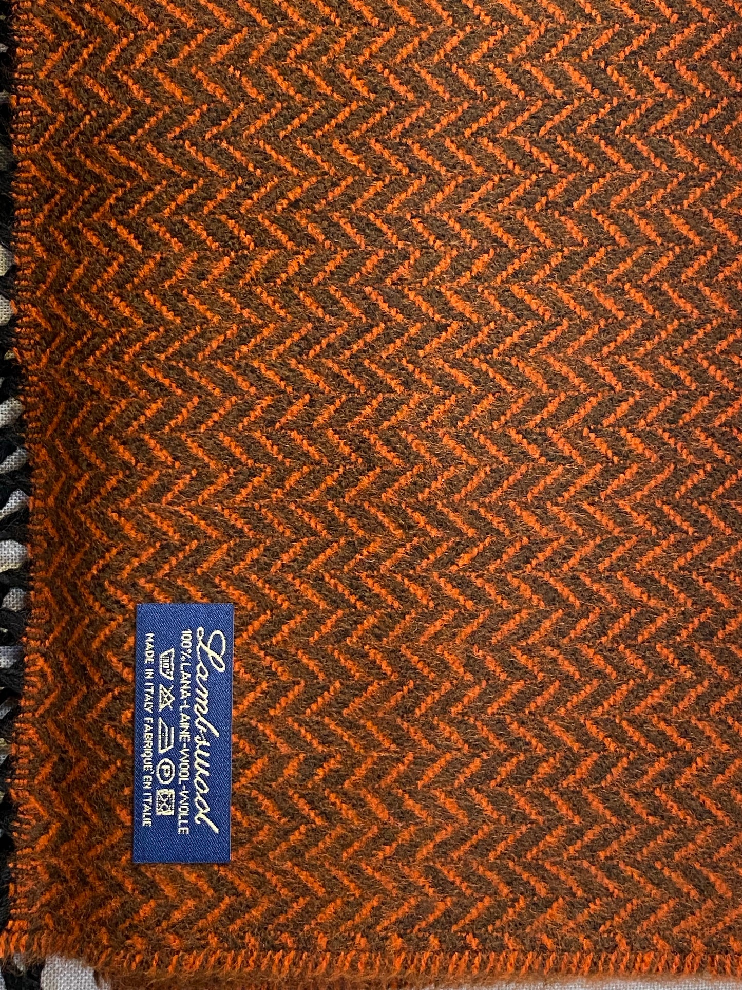 Sciarpa spinata 100% lambswool, arancio marrone