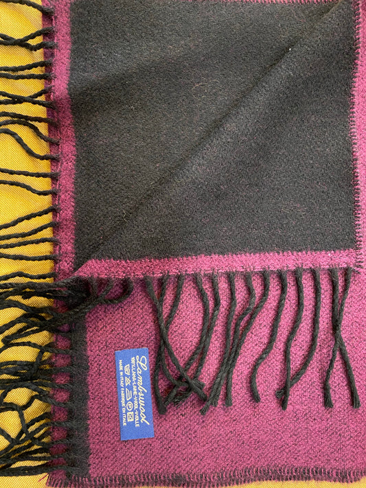 Sciarpa bicolore 100% lambswool, bordeaux e nero