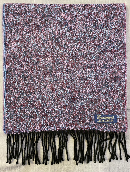 Sciarpa tweed 100% lambswool, bordò e rosa