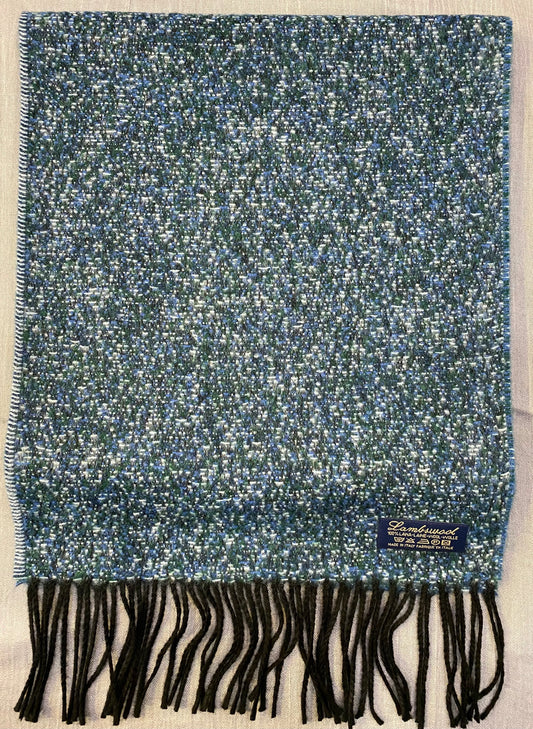 Sciarpa tweed 100% lambswool, verde e blu
