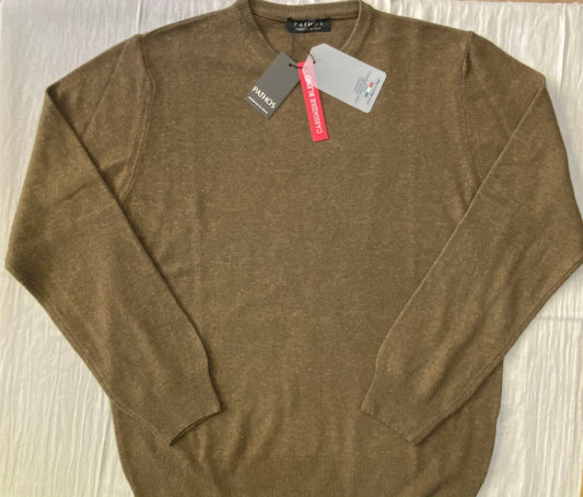 Maglia girocollo lana e cashmere. Tabacco
