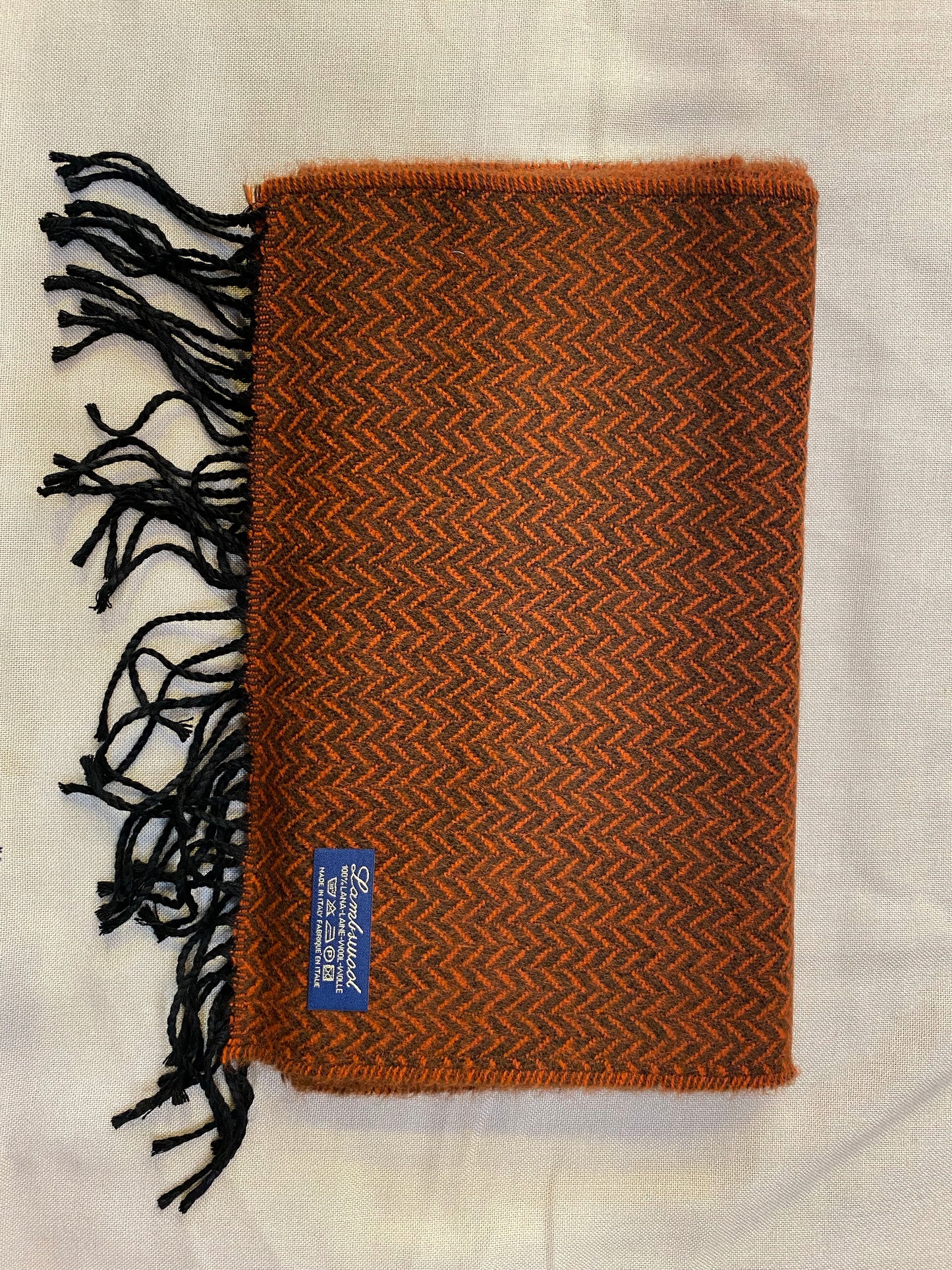 Sciarpa spinata 100% lambswool, arancio marrone